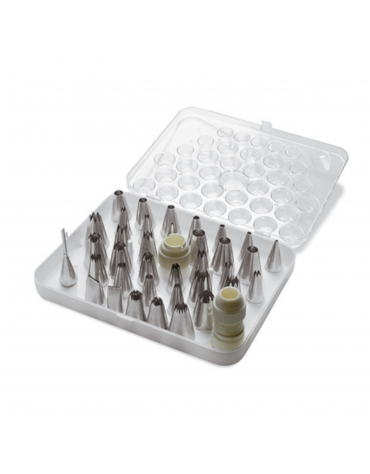 Set 35 bocchette per decorazione in acciaio inox unipezzo con 1 adattatore medio e 1 grande