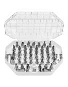 Set 52 bocchette per decorazione in acciaio inox unipezzo con 2 chiodi per fiori e 1 adattatore standard