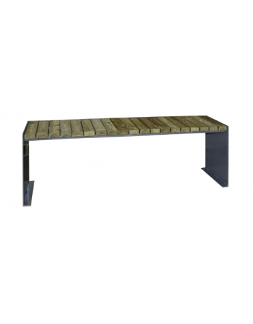 Panchina per composizione senza schienale in acciaio e legno di pino, finitura acciaio zincato e verniciato - cm 180x47