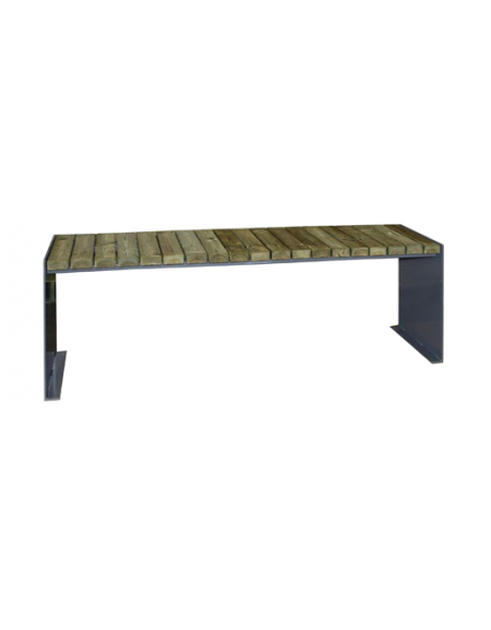 Panchina per composizione senza schienale in acciaio e legno di pino, finitura acciaio zincato e verniciato - cm 180x47
