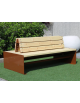 Panchina doppia con schienale e seduta in legno di pregio, struttura in acciaio zincata e verniciata - cm 180x95x82h