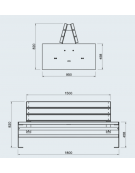 Panchina doppia con schienale e seduta in legno di pregio, struttura in acciaio zincata e verniciata - cm 180x95x82h