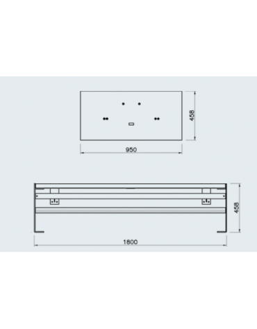 Panchina doppia piana con seduta in legno di pino e struttura in acciaio zincata e verniciata - cm 180x95x45,8h