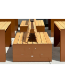 Panchina doppia piana con seduta in legno di pino e struttura in acciaio zincata e verniciata - cm 180x95x45,8h