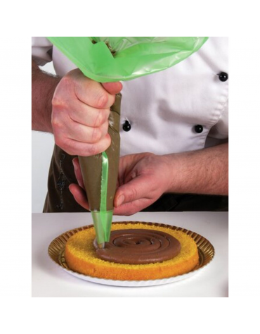 Sacchetto per decorare in poliestere antiscivolo monouso, colore verde - confezione da 100 pezzi  - lunghezza cm 40