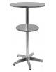 Tavolo alluminio tondo bar alto diametro piano cm.60 con ripiano - h 106 cm