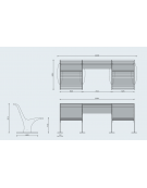 Panchina inclusiva con schienale realizzata interamente in acciaio zincato e verniciato - cm 206,5x83,8x81,4h