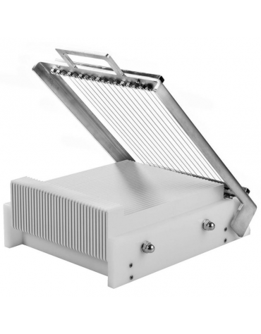 Chitarra mini in acciaio inox, piano di taglio cm 25x28 - Dimensioni totali cm 44,5x33,5x14h