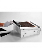 Chitarra mini in acciaio inox, piano di taglio cm 25x28 - Dimensioni totali cm 44,5x33,5x14h