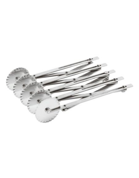 Rullo tagliapasta estensibile in acciaio inox - 5 rotelle a lama ondulata - diametro cm 5,5 - lunghezza cm 24