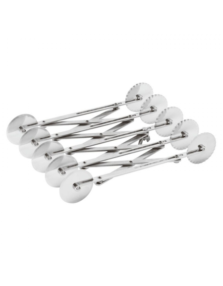 Rullo tagliapasta estensibile in acciaio inox - 5 lame lisce e 5 ondulate - diametro cm 5,5 - lunghezza cm 28