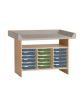 TAVOLO FASCIATOIO CON 15 CASSETTI IN PLASTICA - cm 120x75x85h - CONFORME AI CAM