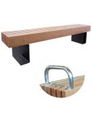 Panchina senza schienale con legno di pino, in acciaio zincato e verniciato - Con braccioli - cm 200x40x45h