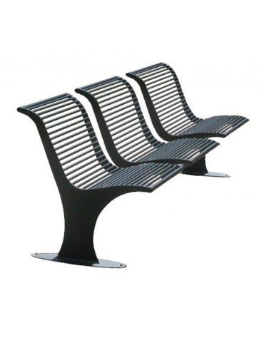 Panchina a tre sedute singole con schienale e coppia braccioli  realizzata in acciaio zincato e verniciato - cm 196