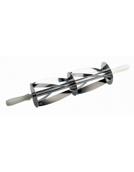 Rullo tagliapasta per croissants in acciaio inox con manico in polipropilene - dimensione 2 rulli da cm 18x20 cad.