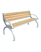 Panchina con seduta e schienale con doghe in legno di pregio, struttura e braccioli in acciaio zincato e verniciato - cm L.169,6