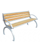 Panchina con seduta e schienale con doghe in legno di pregio, struttura e braccioli in acciaio zincato e verniciato - cm L.169,6
