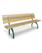Panchina con braccioli, struttura in acciaio zincato e verniciato, schienale e seduta in doghe di legno di pino - cm L.200