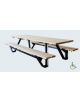 Set inclusivo composto da un tavolo e due panchine piane, struttura in acciaio, tavolo con doghe in legno pregio - cm L.300