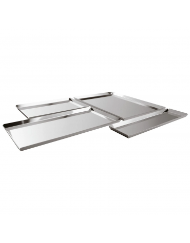 Vassoio espositore rettangolare in acciaio inox - cm 40x30x1,5h