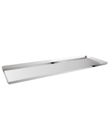 Vassoio espositore rettangolare in acciaio inox - cm 60x20x1,5h