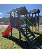 Torretta doppia con doppio scivolo in materiale ecologico di plastica riciclata post-consumo  - Da inghisare interrare