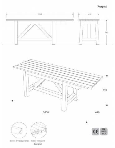 Tavolo a sbalzo per consentire l'utilizzo a portatori diversamente abili-Ecologico in materiale plastico riciclato - cm 170x61x7