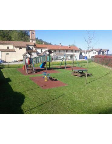 Altalena doppia 2 posti in materiale ecologico di plastica riciclata con sedile piano ed a gabbia - Da inghisare interrare