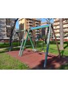 Altalena doppia 2 posti in materiale ecologico di plastica riciclata con sedile piano ed a gabbia - Da inghisare interrare