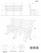 Panchina con schienale da esterno per giardino o parco pubblico in materiale ecologico di plastica riciclata-cm 150x47x83h