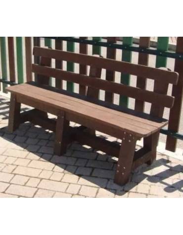 Panchina con schienale da esterno per giardino o parco pubblico in materiale ecologico di plastica riciclata-cm 150x47x83h