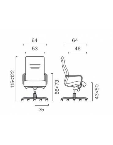 Poltrona presidenziale oscillante con braccioli e base in legno colore noce chiaro o palissandro - Rivestimento categoria D