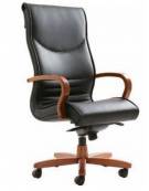 Poltrona direzionale con braccioli e base in legno - movimento oscillante - Rivestimento in similpelle