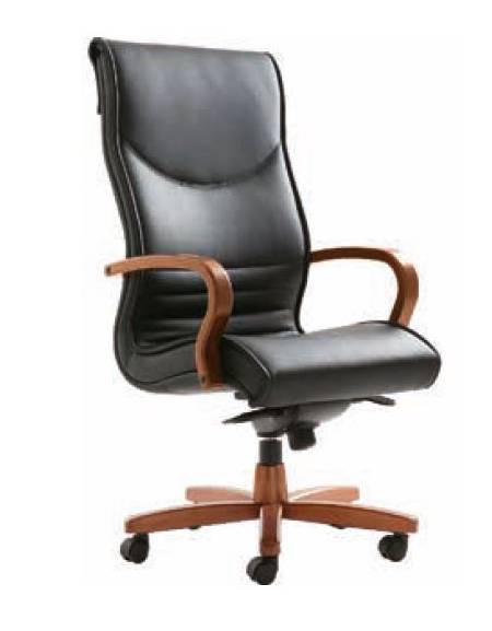 Poltrona direzionale con braccioli e base in legno - movimento oscillante - Rivestimento in similpelle