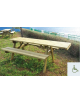 Set accessibile composto da tavolo e 2 panche per pic-nic in legno di conifera nordica impregnata in autoclave – cm 240×73,7h