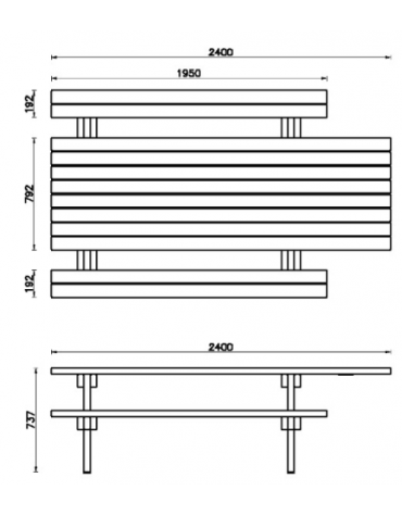 Set accessibile composto da tavolo e 2 panche per pic-nic in legno di conifera nordica impregnata in autoclave – cm 240×73,7h