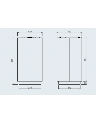 Cestino di forma quadra da lt 80 con base in acciaio inox - con spegnisigarette e contenitore interno - cm 42x42x80,1h