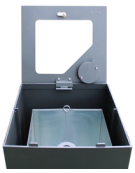 Cestino di forma quadra da lt 80 con base in acciaio inox - con spegnisigarette e contenitore interno - cm 42x42x80,1h