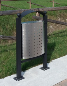 Cestino portarifiuti da esterno recrinabile, in acciaio inox con spegnisigarette - da inghisare - capacità 60 lt