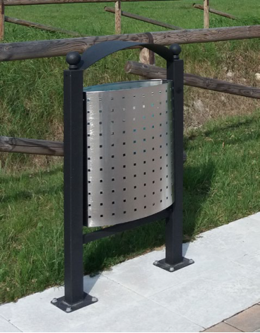 Cestino portarifiuti da esterno recrinabile, in acciaio inox con spegnisigarette - da inghisare - capacità 60 lt