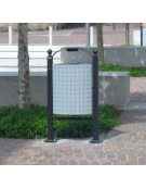 Cestino portarifiuti da esterno recrinabile, in acciaio inox con spegnisigarette - da inghisare - capacità 60 lt