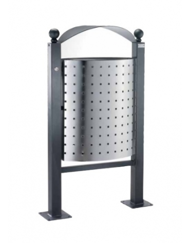 Cestino Lt 60 portarifiuti da esterno recrinabile in acciaio zincato e verniciato con spegnisigarette - da inghisare