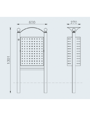 Cestino Lt 60 portarifiuti da esterno recrinabile in acciaio zincato e verniciato con spegnisigarette - da inghisare
