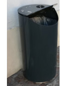 Cestino di forma cilindrica con contenitore interno e spegnisigarette sul coperchio - base in acciaio inox - capacità 130 lt