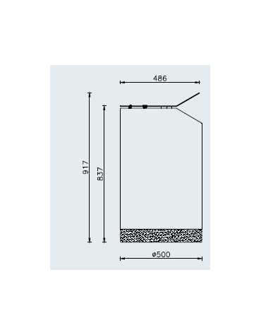 Cestino di forma cilindrica con contenitore interno e spegnisigarette sul coperchio - base in acciaio inox - capacità 130 lt