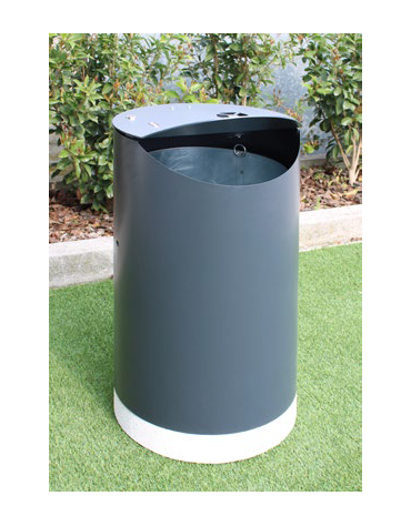 Cestino di forma cilindrica con contenitore interno e spegnisigarette sul coperchio - base in acciaio zincato verniciato, Lt 130