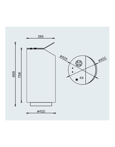 Cestino di forma cilindrica con contenitore interno e spegnisigarette sul coperchio - base in acciaio inox - capacità 80 lt