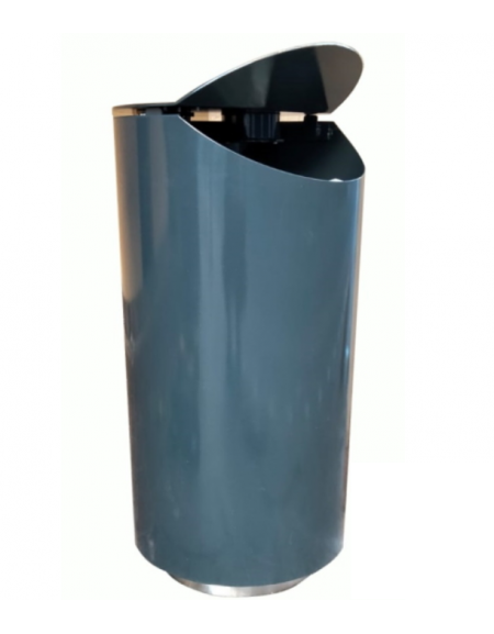 Cestino di forma cilindrica con contenitore interno e spegnisigarette sul coperchio - base in acciaio inox - capacità 130 lt