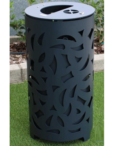 Cestone portarifiuti dal design originale in acciaio zincato e verniciato - Capacità Lt 80 - con spegnisigarette - cm Ø40,5x80,5