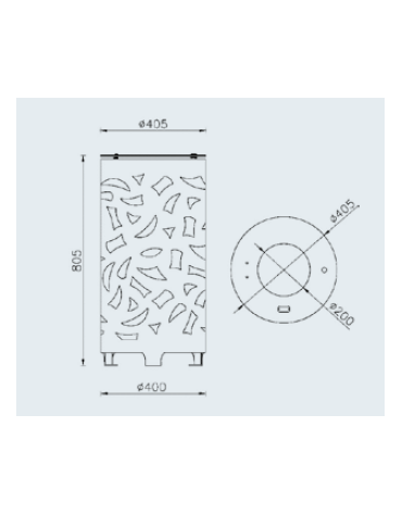 Cestone portarifiuti dal design originale in acciaio zincato e verniciato - Capacità Lt 80 - con spegnisigarette - cm Ø40,5x80,5